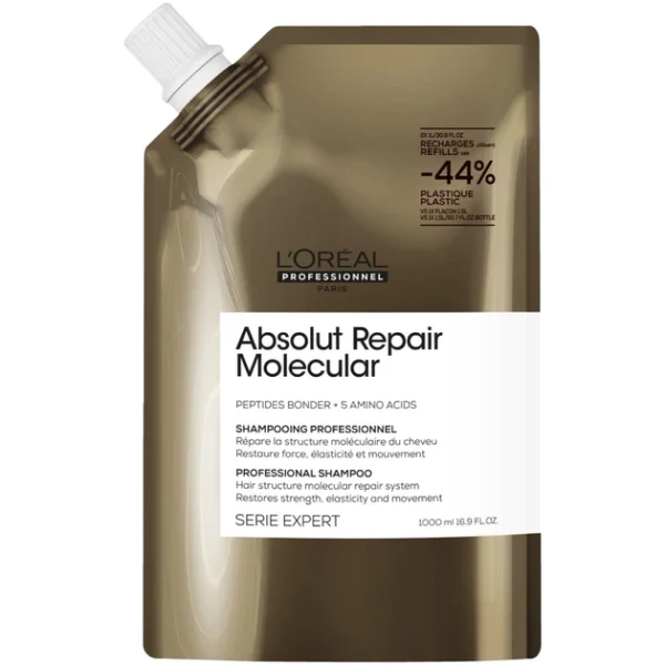 L'OREAL Absolut Repair Molecular Шампунь для відновлення структури волосся (рефіл), 1000 мл