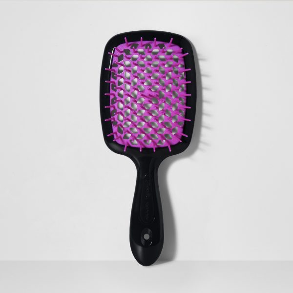 Маленький  плаский гребінь для волосся Janeke Small Superbrush Чорна з фуксією
