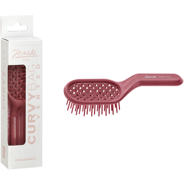 Пласка щітка для швидшого сушіння волосся феном JANEKE Curvy Vented Brush Рожева