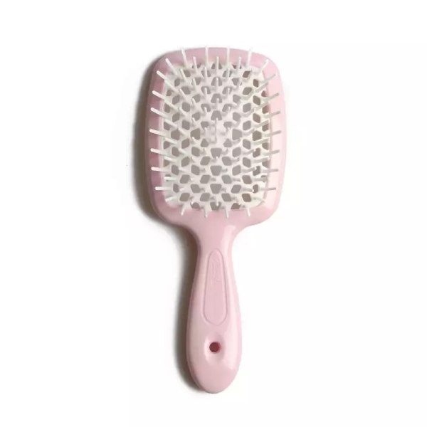 Великий плаский гребінь для волосся Janeke Superbrush Рожева з білим