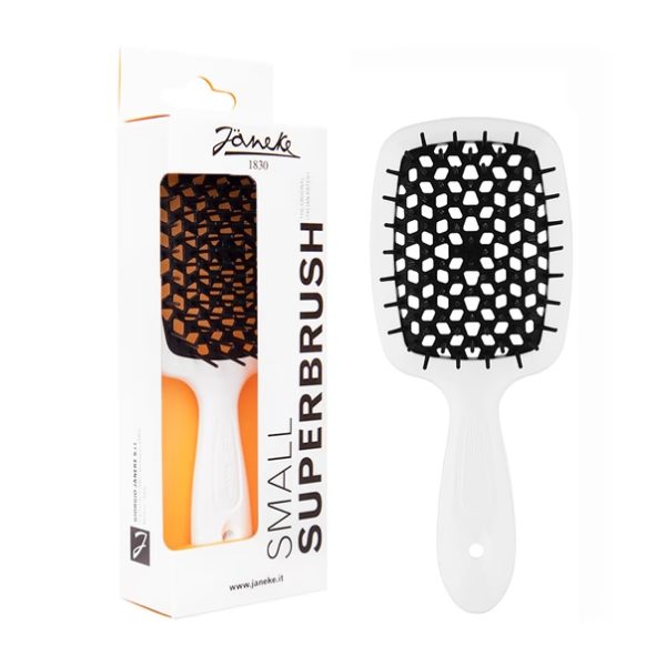 Маленький  плаский гребінь для волосся Janeke Small Superbrush Біла з чорним