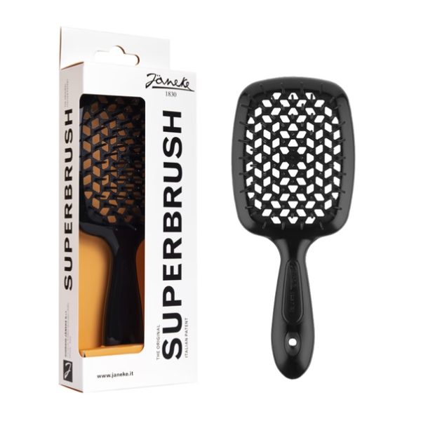 Великий плаский гребінь для волосся Janeke Superbrush Чорний